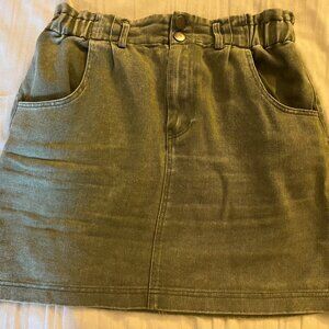Sea + Sky Olive Green Denim Mini Skirt – Size Small